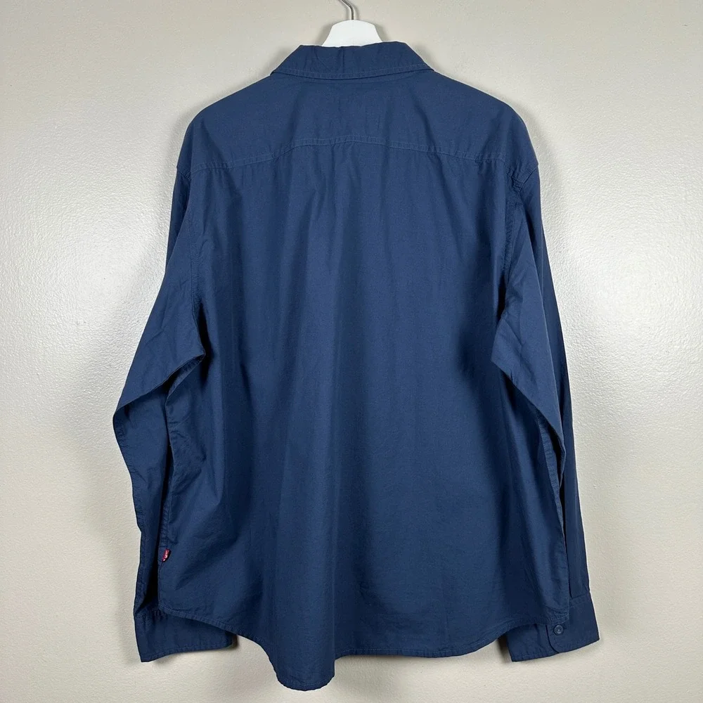 Levi's Men's XL Relaxed Crop Button Down Shirt Navy‎ Blue Classic NEW